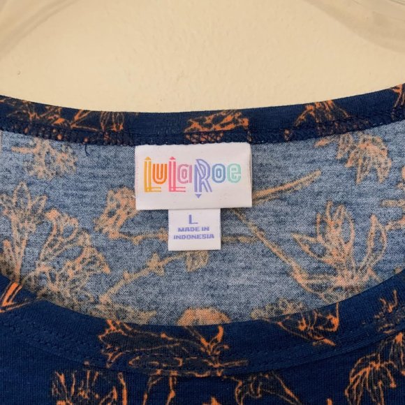 LuLaRoe Julia Dress Navy Floral Print Large Blue - Picture 9 of 9